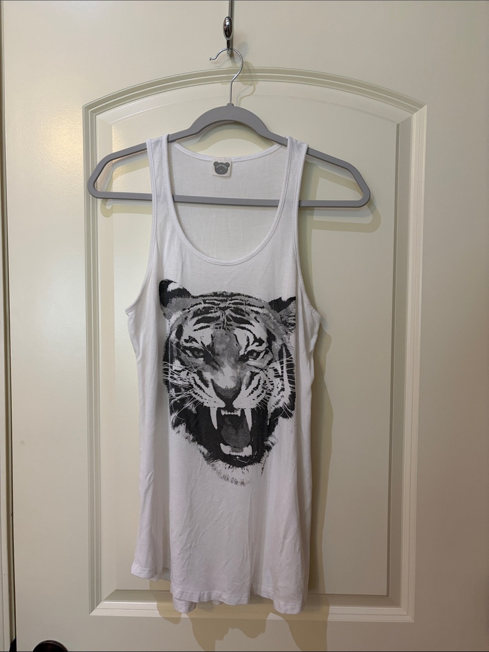 White Tiger Print Tank Top - Unbranded